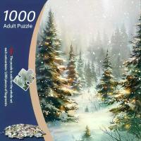 ราคา Smart Watch 1000 Piece Winter Forest Adult and Family Puzzle - Large 1000 Piece Cedar Tree and Falling Snowflakes, White and Blue Tone, Challenging Cube Puzzle, Portable DIY Wall (1733995509372716603)