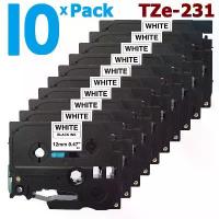 ราคา พร้อมส่งจากไทย [จัดส่งทั่วไทย] 10 Pack 12mm Tze231 Black on White for Brother PTouch Label Tape 8M Length TZe-231 TZ-231 TZ231 Tze Tz 231 Compatible with P-Touch P Touch Labeler (1734365006689044356)