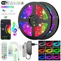 ราคา [COD] Rgb 5050 Led Strip Lights For Bedroom Smart Led Tape Light 220V Flexible Led Lighting Strips Adhesive Led Lights Strip Wifi (1733303296254051356)