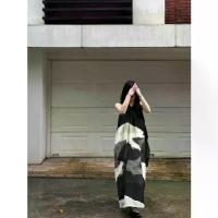 ราคา 2025 Ink Painting Style Sleeveless Dress for Women 2026 Summer High-end Simple Printed Loose Tank Dress for Beach Vacation (1733047614716544457)