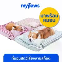 ราคา [Tiktok] My Paws Pet Bed with Plaid Pattern (a) with Support Pillow, Size up to 100 Cm, Thicker and Softer Than Pizza. (1733557695738840208)