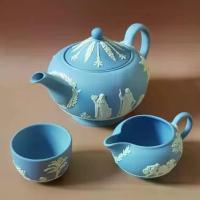 ราคา กาน้ำชาวินเทจสีฟ้า English afternoon tea Wedgwood Pale Blue Jasperware Teapot (1733614848623412619)