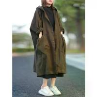 ราคา 2025 Mall Clearance First-Line Discount Women'S Plus Size Mid-Length Pocket Trench Coat Vintage Workwear Hooded Coat Jacket (1733483635972539667)