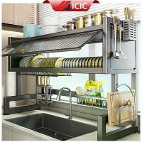 ราคา ที่วางจานICIC ชั้นวางจาน ที่คว่ำถ้วยจาน ชั้นวางคร่อมอ่างล้างจาน ชั้นคว่ำจานชาม Kitchen Dish Drainer Rack ชั้นวางเครื่องครัว ชั้นวางของในครัวข้ามอ่างล้างจานชั้นวางจานครัว เสถียร ที่เก็บของและชั้นวาง (1