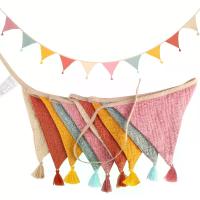 ราคา Colorful Triangle Flag Banner - 2.6m Soft Candy Color Waterproof Fabric Banner, Suitable for Indoor/Outdoor Party Decoration (Birthdays, Christmas, Weddings, Valentine's Day, Gar (1733799964217673609)