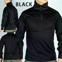 ราคา [COD] Tactical Shirt 50-90kg, Long-Sleeved Tactical T-Shirt with Zipper, Sharp Black Pattern, Training Uniform, Military Style, Quick-Drying Fabric. for Training and Hiking Can B (1734332161051625084)