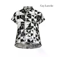 ราคา Guy Laroche Woman's blouse Light Linen Illusion เสื้อผู้หญิง แขนสั้้น สีดำ GCABBL (1734317958655214896)
