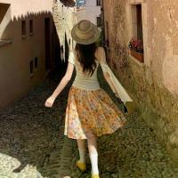 ราคา Spring and Autumn Orange Soda 2026 Orange Floral Midi Skirt, Floral Print Flared A-line Skirt, Sweet and Playful Outfit (1734355531742545494)