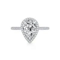 ราคา แหวนเงินแท้ 925 CZ 8A Cut Ice Pear เพิ่มความหรูด้วยเพชรล้อม (1731395352802068724)