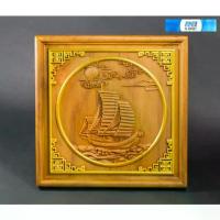 ราคา ป้ายไม้สักแกะสลัก ตั้งโต๊ะ รูปเรือสำเภาจีน ลงสีทอง โชคลาภ เศรษฐี เสริมฮวงจุ้ย Chinese Junk Ship Teak Wooden Sign Lucky (1734359569289872947)