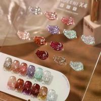 ราคา ยาทาเล็บเจลกากเพชรแฟลช เซต 12 สี VDN สีเจลกากเพชร แถมชาร์ตสี VENDEENI - X4 - NT nail (1734221951816598606)