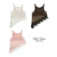 ราคา สายเดี่ยวซาตินลูกไม้BXB - SILK SATIN TANK TOP เสื้อกล้ามซาตินแต่งชายผ้าลูกไม้ (1734332805449942575)