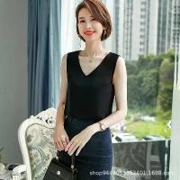 ราคา White Chiffon T-Shirt Camisole for Women Spring and Autumn Base Shirt Blazer Inner Wear Top Outer Wear V-Neck Sleeveless Tank Top Summer (1733979766886925942)