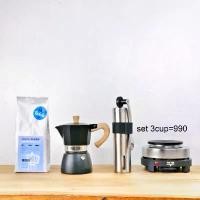 ราคา new 2021 ชุดmoka pot 3cups aluminum ชุดชงกาแฟ โมค่าพอท3คัพ อลูมิเนียม moka pot aluminuim espresso pot แนะนำ (1734377506423539112)