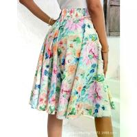 ราคา Women's Elegant Floral Print A-Line Skirt 2025 Summer New Versatile Midi Skirt (1734121262241646038)