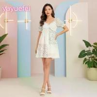 ราคา Women's Floral Print Maternity Dress Bow Tie Front Ruffled Trim V Neck Short Sleeve A-Line Mini Dress for Spring/Summer (1733955446051800506)