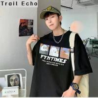 ราคา Trail Echo Men's Short Sleeve T-Shirt Loose Short Sleeve T-Shirt Cartoon Print Summer Casual T-Shirt (1733998601380791719)