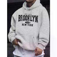 ราคา American style directional print men's drawstring sweatshirt with kangaroo pocket hooded pullover sweatshirt (1733891591765329511)