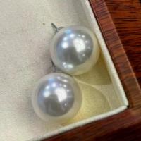 ราคา 18mm Natural Deep Sea Shell Pearl Earrings with Artificial Crystal for Women, Big Pair, Real Product Photos (1734321821647275879)