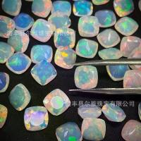ราคา Natural white opal ring, pillow shape, glossy surface without adjustment, bare stone inlay not European style, matching ring and bracelet. (1734244999912195833)