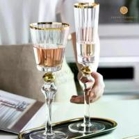 ราคา [COD] Dining Vaisselle - แก้วไวน์ขอบทอง Chateau Crystal Wine glass ความจุ380ml และ Champagne glass ความจุ220ml หรูหรารังสรรค์บรรยากาศสุดโรแมนติก DG10600 (1733531004412855953)