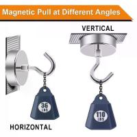 ราคา Heavy Duty Magnetic Hook 110 lbs (49.9 kg) - Adjustable metal hook for ceiling mounting. With a shiny surface, easy to install for cruise ship cabins, refrigerators, tool boxes, and storage. (17338683