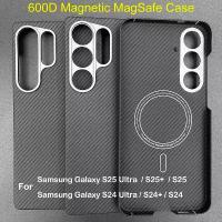 ราคา For Samsung Galaxy S25 Ultra S24 Ultra Magnetic MagSafe Case Aramid Carbon Fiber Case S24 S25 Plus Ultra-Thin Protective Cover (1733666298880624613)