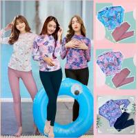 ราคา ✲ชุดว่ายน้ำ “โทนสว่าง” S M L XL XXL เซ็ทเสื้อแขนยาวและกางเกงขายาว✽ (1733192508998517940)
