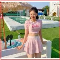 ราคา [พร้อมส่งในไทย ] ชุดว่ายน้ำผู้หญิง บิกินี่ bikini Barbie น่ารัก สีชมพูสวยหวาน พร้อมกางเกงบิกินี่และกระโปรง (1733658549731296881)