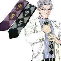 ราคา JOJO เนคไท, ธีมการผจญภัยที่แปลกประหลาดของ Yoshikage Kira, การออกแบบหัวกะโหลก, สีดำ, สีม่วง, สีเขียว, สำหรับผู้ชาย, เนคไทมือ (1733018004909556751)