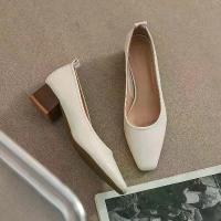 ราคา 【COD】 ♝ส่งจากไทย รองเท้าหุ้มส้น หนัง PU หัวเหลี่ยม รองเท้าส้นเตี้ย สำหรับผู้หญิง✩ (1734334924113937898)
