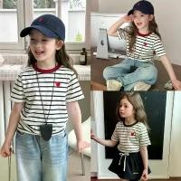 ราคา COD PRETTY BABY เสื้อยืดเด็กผู้หญิง เสื้อลายขวาง ปักหัวใจ เนื้อผ้านิ่มเด้ง แฟชั่นเด็ก(1596) (1732027925623899423)