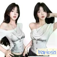 ราคา แบรนด์ดีไซน์ไหล่เปลือย เสื้อยืดแขนสั้นผู้หญิง ลายพิมพ์โซ่ 3D แฟชั่นวินเทจ เซ็กซี่ เข้ารูป นุ่ม ใส่สบาย สไตล์ Y2K เหมาะทั้งในโอกาสลำลองหรือทางการ เสื้อเชิ้ต ลายสก๊อต ผ้าฝ้าย ผู้หญ (1733523307351475425)