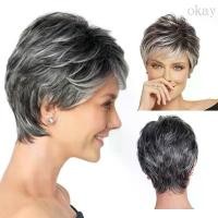 ราคา Lucyshiu - วิกผม Pixie สั้นตัด Ombre สีเทาเงิน ผมสีเทาธรรมชาติ สั้น ตรง เต็ม (1729588020696615883)