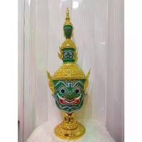 ราคา [COD] [Tiktok]หัวโขน ทศกัณฐ์ (หน้าเขียว) ขนาดสวมหัว งานกระดาษ ปิดทอง ประดับเพชรคริสตัล งานสวย แข็งแรง ฟรีขาตั้งไม้สีแดง ของแต่งบ้าน ของที่ระลึก (1733066206036461012)