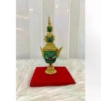 ราคา หัวโขน ทศกัณฐ์ กว้าง 2 นิ้ว สูง 4-6 นิ้ว เรซิ่น ปิดทองเค พร้อมฐานปิดทอง งานสวย ของที่ระลึก ของตกแต่งบ้าน khon mask (1734286783554094268)