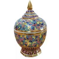 ราคา โถเบญจรงค์ ลายดอกไม้ ของที่ระลึก ทรงคุณค่า เดินน้ำทองเต็ม สวยงาม ขนาด 3"×5.5" (1732286407293569662)