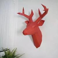 ราคา 60x45x32ซม. อุปกรณ์ตกแต่งบ้าน DIY กระดาษทำมือ หัวแพะย้อนยุค ตกแต่งผนังห้อง รูปปั้นหัวกวาง 240806 (1733746418475567001)
