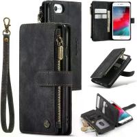ราคา เคสกระเป๋าสตางค์, UEEBAI, สำหรับ iPhone SE 2022 5G/iPhone 7/iPhone 8/iPhone SE 2020, เคสโทรศัพท์หนัง PU แฮนด์เมด, ช่องเสียบการ์ด, กระเป๋าซิปแม่เหล็ก, ขาตั้ง, เคสแบบพับได้, สีดำวินเทจ (1732840031088445