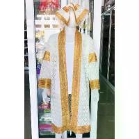 ราคา เสื้อนาค ลายใบโพธิ์ งานสวย สินค้ามี 2 สี (เสื้อคลุมนาคพร้อมผ้าคลุมหัวนาค) งานบวช (ราคาต่อชุด) (1733150560894485987)