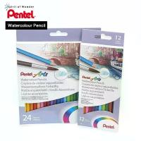 ราคา ส่งฟรี Pentel Arts ดินสอสี สีไม้ระบายน้ำ เพนเทล ด้ามยาว 12, 24, 36 สี (1734131474672092368)