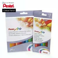 ราคา พร้อมส่ง Pentel Arts ดินสอสี สีไม้ เพนเทล ด้ามยาว 12, 24, 36 สี (1734077755396949963)