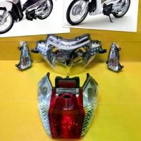 ราคา 4 ชิ้น ไฟหน้า+ชุดไฟท้าย+ชุดไฟเลี้ยวหน้า 1 คู่ ยกชุด( Wave125 i,S (07) ใส ) รุ่นไฟเลี้ยวบังลม จาน สวิตช์ แท้ (1734339637168342501)