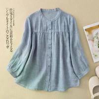 ราคา เสื้อเชิ้ตผ้าฝ้ายลินินสำหรับผู้หญิง ส่วนลด บาง หลวม สวมใส่สบาย แขนสามส่วน สีพื้น เสื้อเชิ้ต [เก็บเงินปลายทาง] (1733734233545737291)