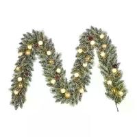 ราคา พวงมาลัยคริสต์มาส 270 cm. พร้อมไฟ LED Kaprun Gold - Christmas Garland with Lights (1733519610177881794)