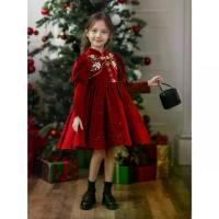 ราคา Christmas Bestseller Girls' Vintage Chinese Style Brooch Embroidered Dress, Elegant Ethnic Pendant Red Christmas Long Sleeve Dress for Halloween (1733522333943563740)