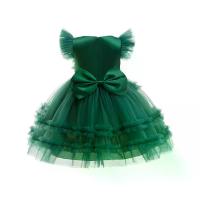 ราคา Girls' Princess Party Dress with Flared Sleeves & Bow Detail - Green Tulle Tutu Skirt, Lace Trim, Knee-Length Formal Gown for Halloween, Christmas, Birthdays - All-Season Elegant (1733671726398342620)