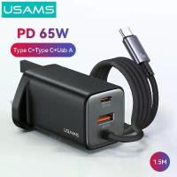 ราคา ที่ชาร์จเร็วสะดวก USAMS 65W GaN ชาร์จด่วน 3 พอร์ต รุ่น Fast Charger 2C1A 2 Type C 1 USB A มาพร้อมสายยาว 1.5 เมตร ที่ชาร์จสำหรับเดินทาง ขนาดพกพา สำหรับ Samsung S24 Ultra, iPhone 1 (1733882143864620380)