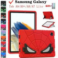 ราคา เคสการ์ตูนสไปเดอร์แมน, สำหรับ Samsung Galaxy Tab A9, A9+, A8, A7 Lite, 8.7", 10.5", 11", T220, T225, X110, X115, X117, X210, X216B, X218U, X200, X205, ขาตั้งที่ทนทาน, ซิลิโคนแข็ง PC, ฝาหลังกันกระแทก (