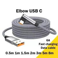 ราคา สายชาร์จเร็ว 6A USB C แบบงอ 120W ความยาว 3 เมตร 5 เมตร สำหรับโทรศัพท์มือถือ Samsung Huawei Xiaomi Oppo Vivo VR Camera (1734321488815818002)